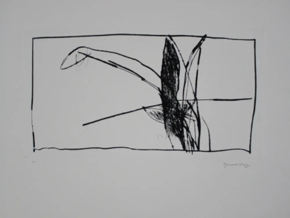 Гравюра Сухой Иглой Hernandez Pijuan - Paisatge amb xiprers V / Landscape with Cypresses V