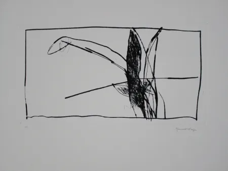 Гравюра Сухой Иглой Hernandez Pijuan - Paisatge amb xiprers V / Landscape with Cypresses V