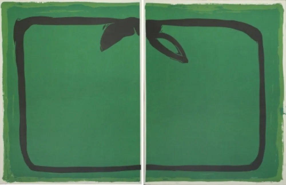 Литография Hernandez Pijuan - Verd i orla negra / Green, and black border