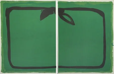 Литография Hernandez Pijuan - Verd i orla negra / Green, and black border