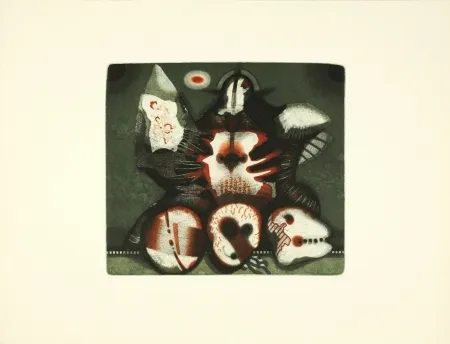 Акватинта Heuer - Drei Köpfe (Three Heads)