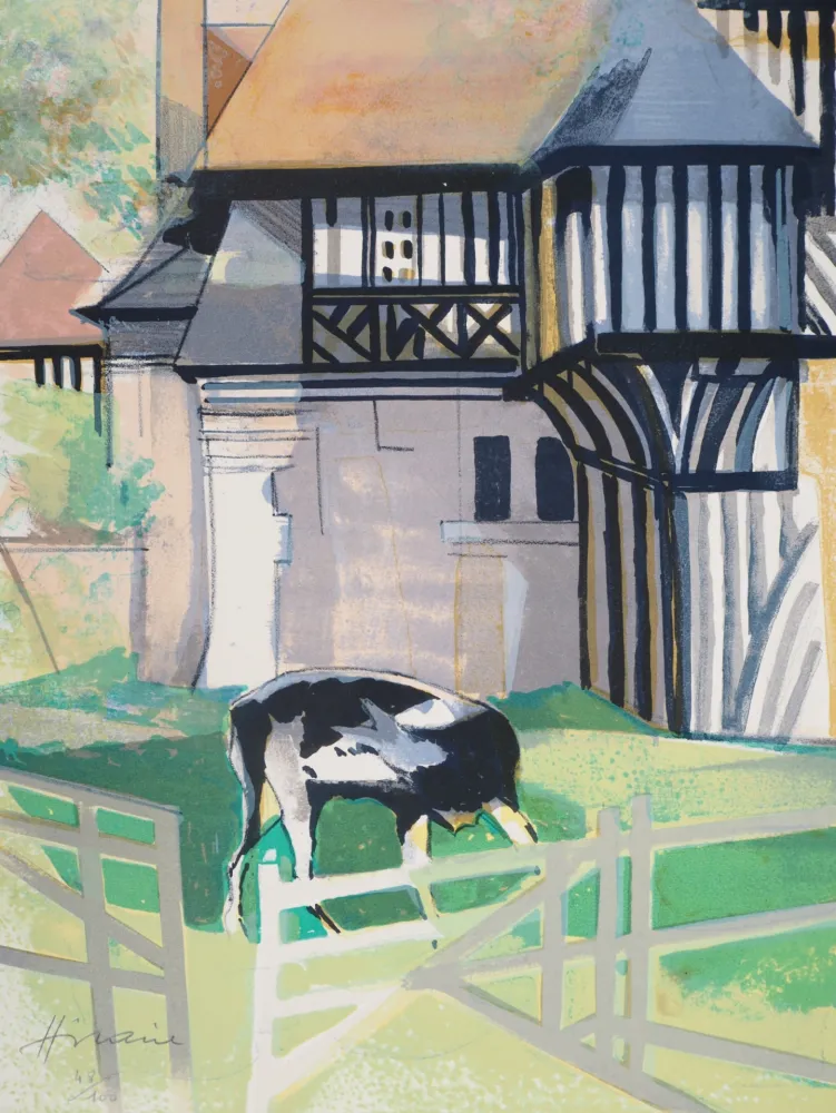 Литография Hilaire - Maison normande à colombage