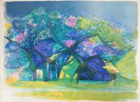 Литография Hilaire - Normandie, les pommiers en fleur