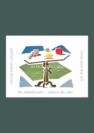 Литография Hockney - David Hockney: 'Apple, Grapes, Lemon on a Table' 1989 Offset-lithograph