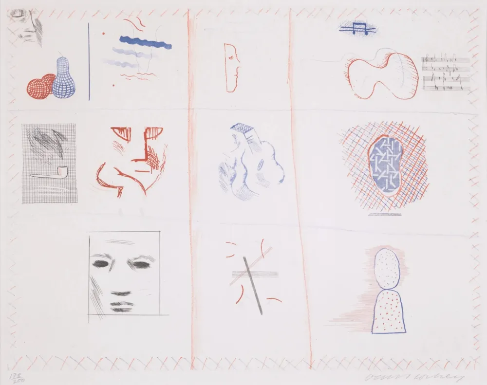 Офорт И Аквитанта Hockney - Franco-American Mail (from The Blue Guitar)