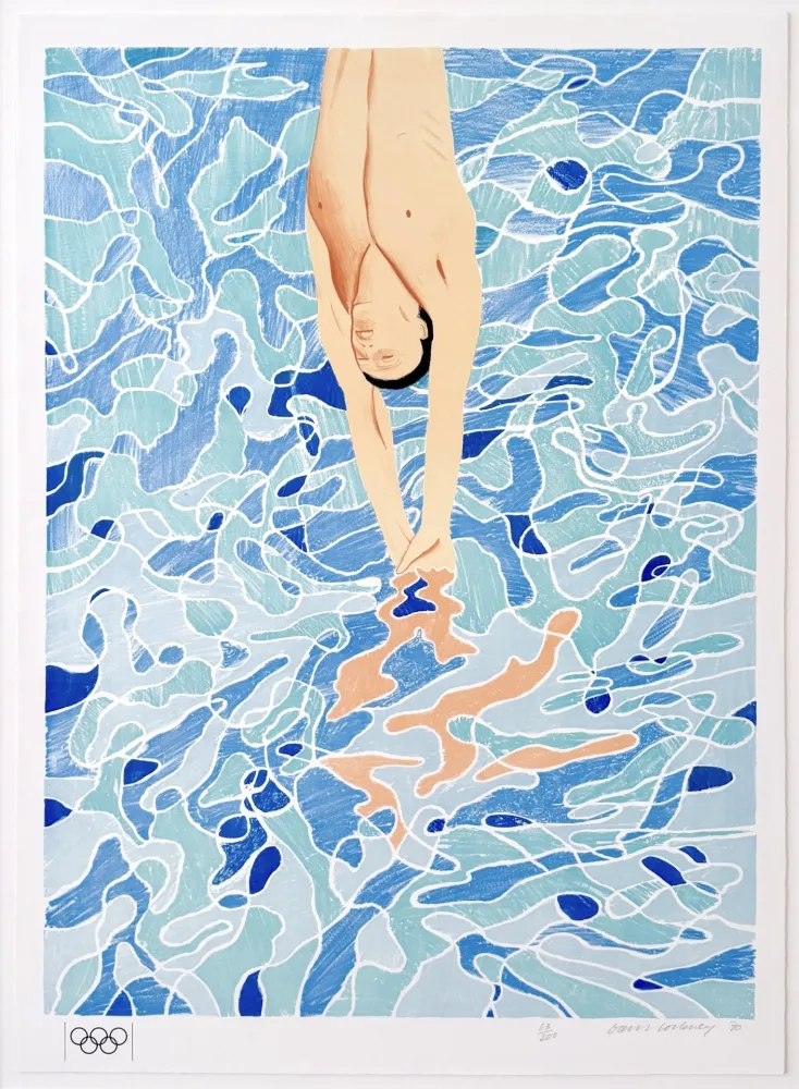 Литография Hockney - Munich Olympics, Swimmer