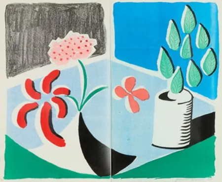 Многоэкземплярное Произведение Hockney - Red Flowers and Green Leaves, Separate, May