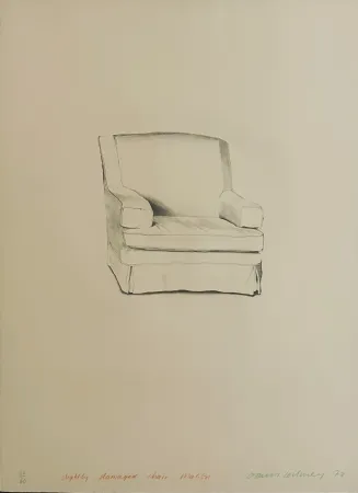 Литография Hockney - Slightly damaged chair, Malibu