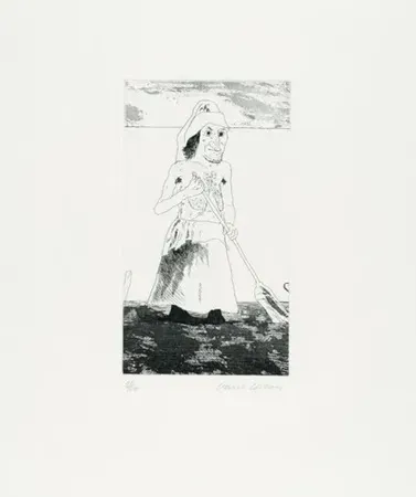 Гравюра Hockney - The enchantress in her garden(1969)