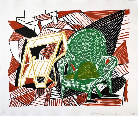 Литография Hockney - Two Pembroke Studio Chairs from the Moving Focus Series