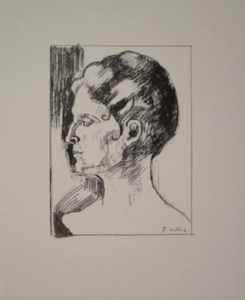 Литография Hodler - Profilbildnis von Frau Hodler.