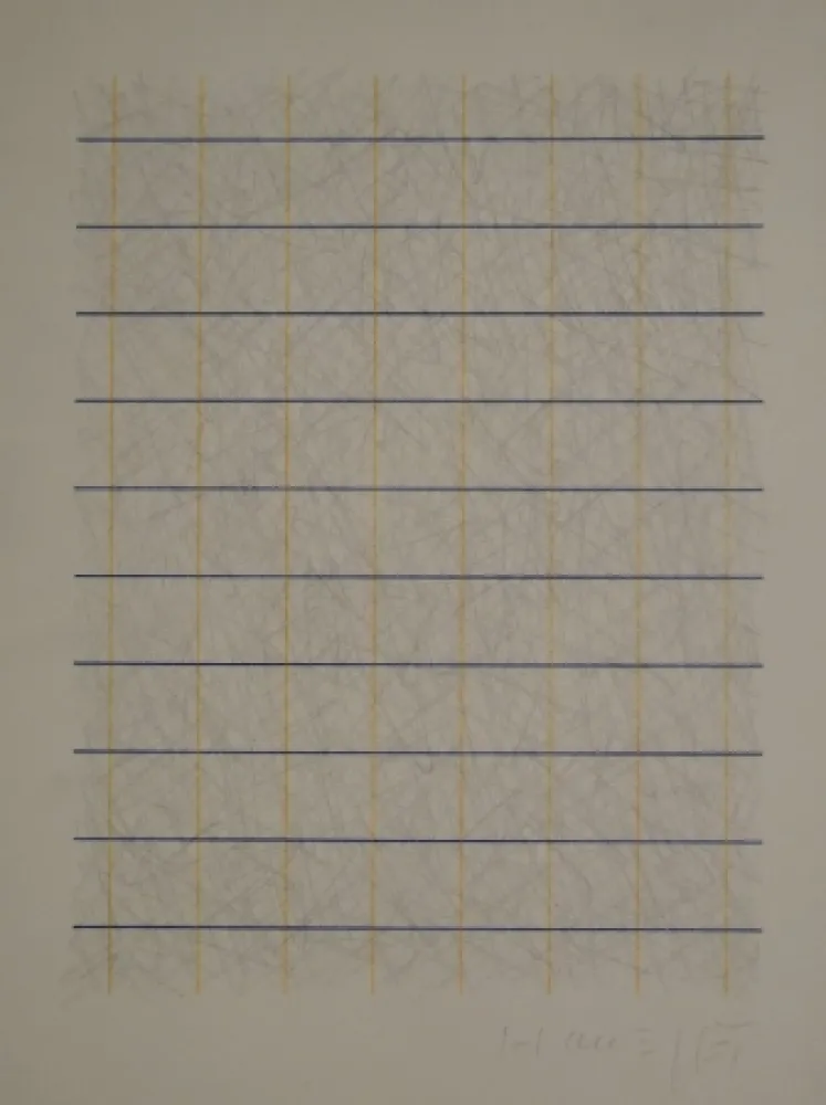 Нет Никаких Технических Honegger - Zeichnung in Bleistift und Rapidograph in Blau und Orange.