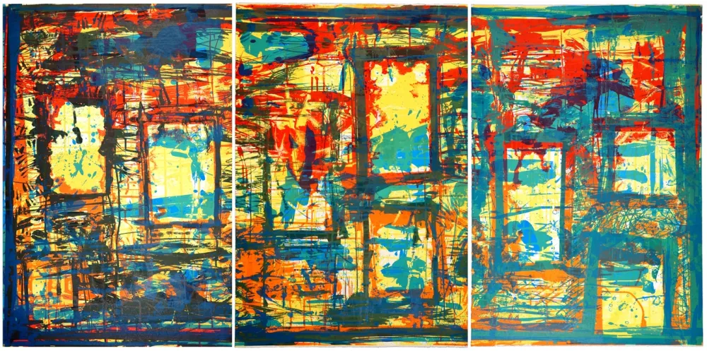 Литография Huftier - Fenêtre en Rajasthan