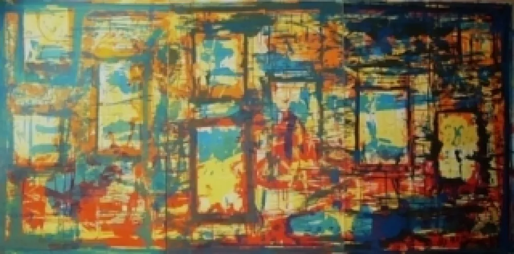 Литография Huftier - Fenêtre en Rajasthan