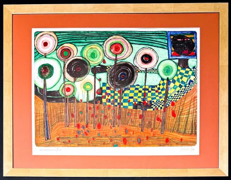 Литография Hundertwasser - Black girl finding in the blue mountains of the kingdom of the toros