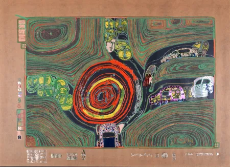 Литография Hundertwasser - Crusade of the crossroaders, Plate 10, 1970-72
