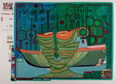 Сериграфия Hundertwasser - Kolumbus Regentag in Indien, Plate 6, 1970-72