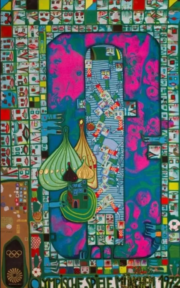Многоэкземплярное Произведение Hundertwasser - Olympic Pink Munich