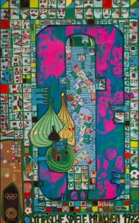 Многоэкземплярное Произведение Hundertwasser - Olympic Pink Munich
