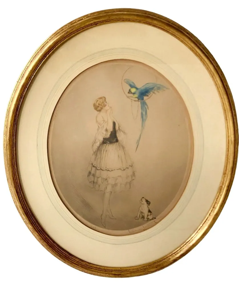 Офорт И Аквитанта Icart - Blue Parrot