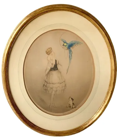 Офорт И Аквитанта Icart - Blue Parrot