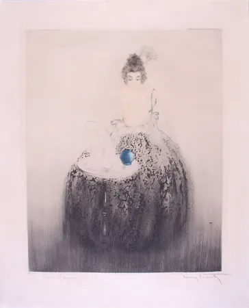 Офорт Icart - Spanish Comb (Blue vanity) - Peigne Espagnol