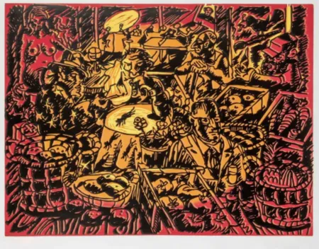 Линогравюра Immendorff - Cafe de Flore I