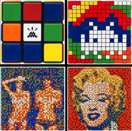 Многоэкземплярное Произведение Invader - Rubikcubism (set of 4)