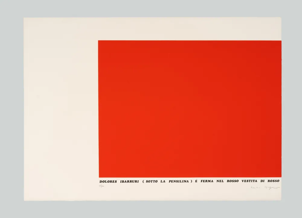 Сериграфия Isgro - Dolores Ibarruri (sotto la pensilina) è ferma nel rosso vestita di rosso