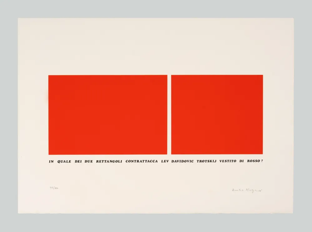 Сериграфия Isgro - In quale dei due rettangoli contrattacca Led Dadidovic Trotskji vestito di rosso?