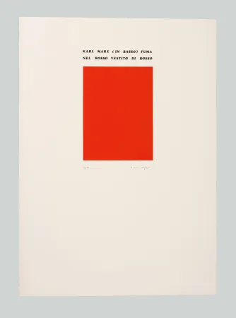 Сериграфия Isgro - Karl Marx (in basso) fuma nel rosso vestito di rosso