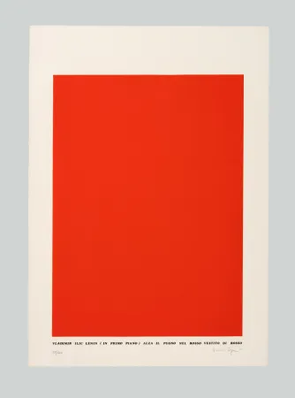 Сериграфия Isgro - Vladimir Ilic Lenin (in primo piano) alza il pugno nel rosso vestito di rosso