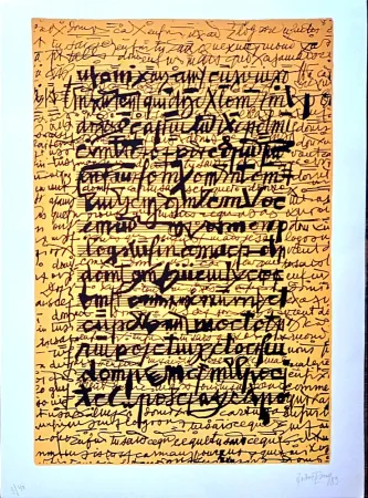 Литография Isou -  Lettrist composition, Handsigned amd Dated  Lithograph,  1989