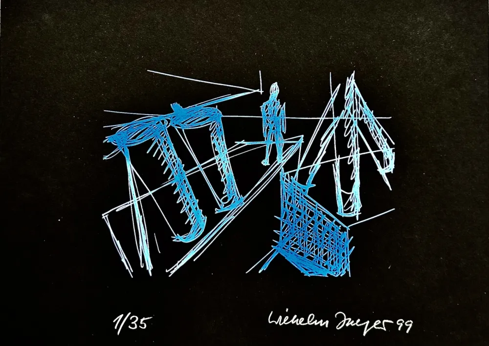 Сериграфия Jaeger - Begegnungen Blau