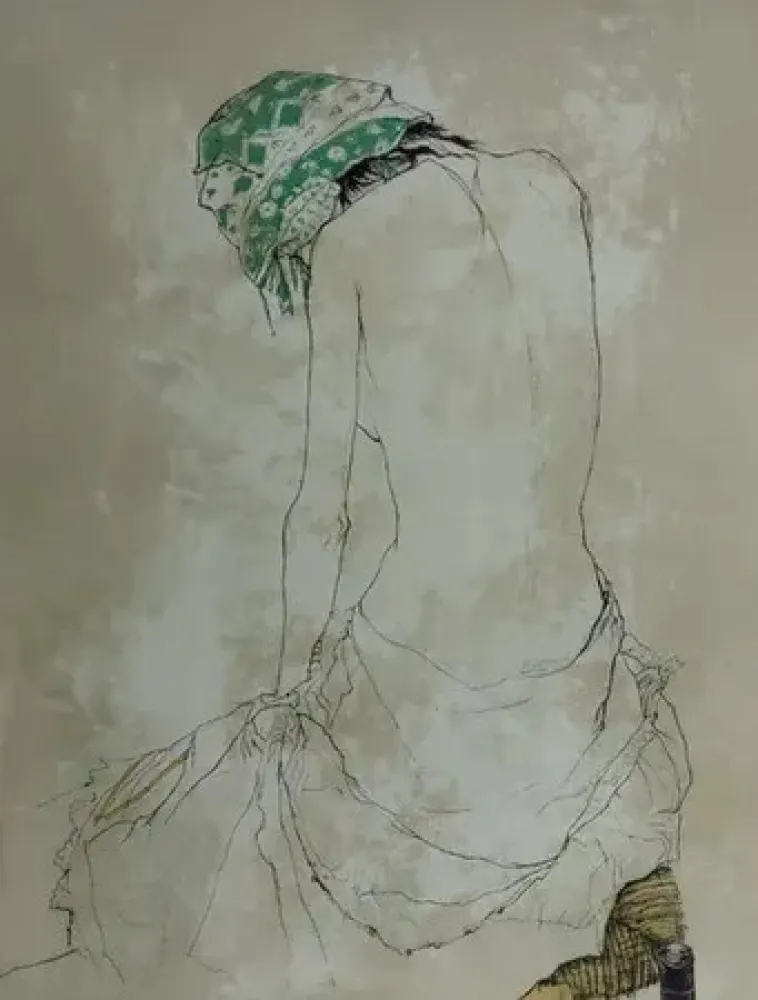 Литография Jansem - Foulard vert (1993)