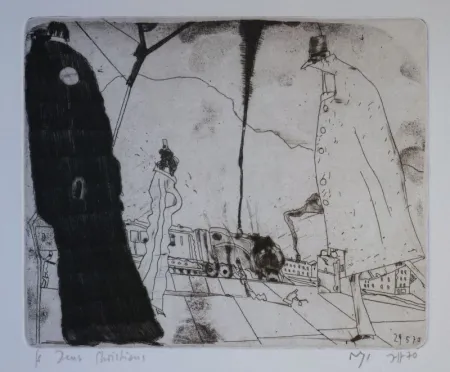 Гравюра Janssen - Bahnsteig