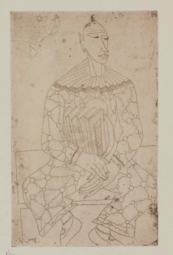 Офорт Jespers - Clown avec accordeon