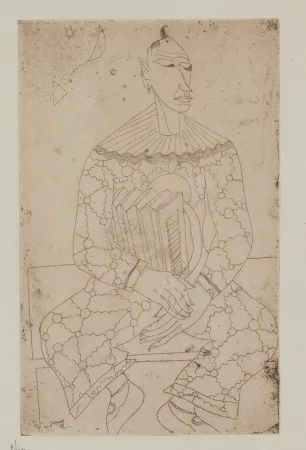 Офорт Jespers - Clown avec accordeon