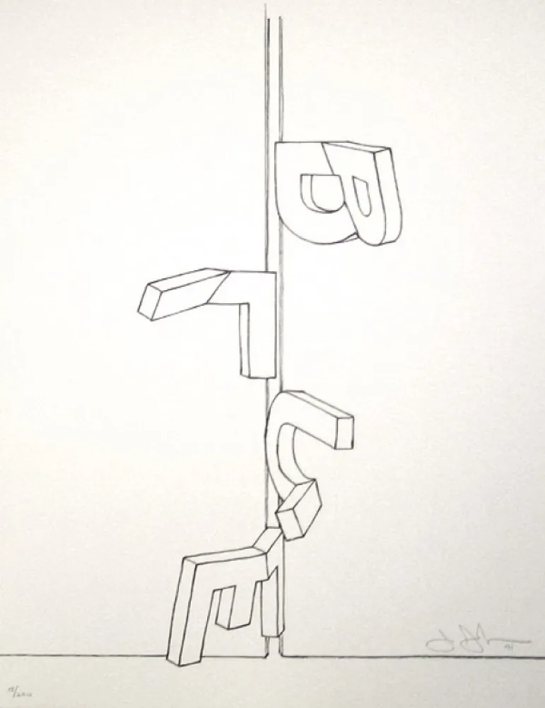 Литография Johns - Bent blue