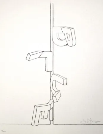 Литография Johns - Bent blue