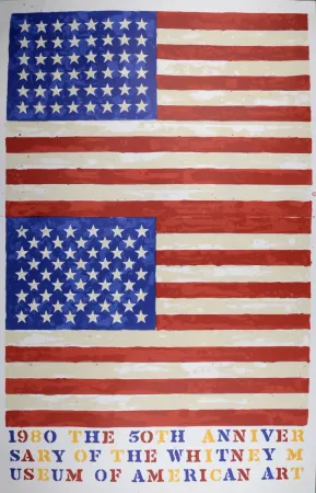 Литография Johns - Double Flags, The 50th Anniversary of the Whitney Museum of American Art, 1979-1980