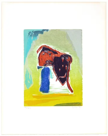 Гравюра На Дереве Jorn - Rideau convolant