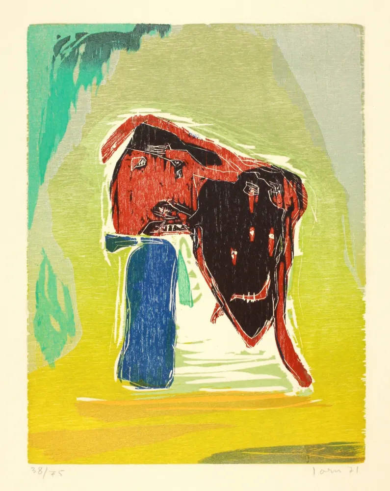 Гравюра На Дереве Jorn - Rideau convolant