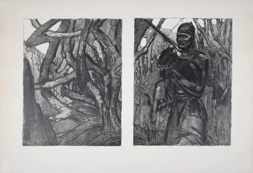 Литография Jouve - Homme et animal
