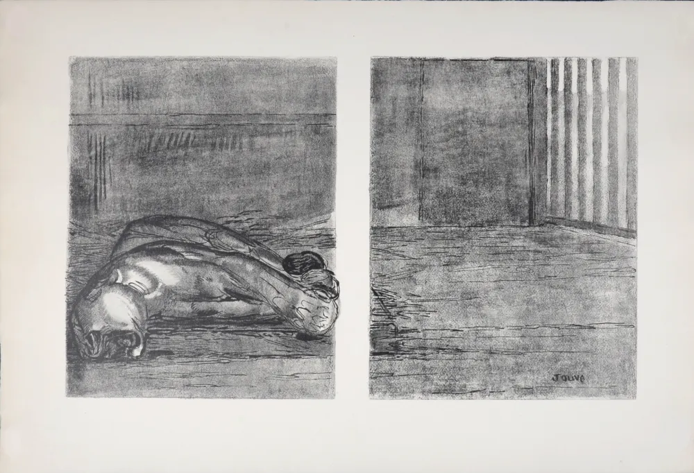 Литография Jouve - Panthère capturée, 1934.