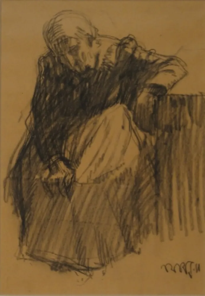 Монотип Junghanns - Sitzende alte Frau