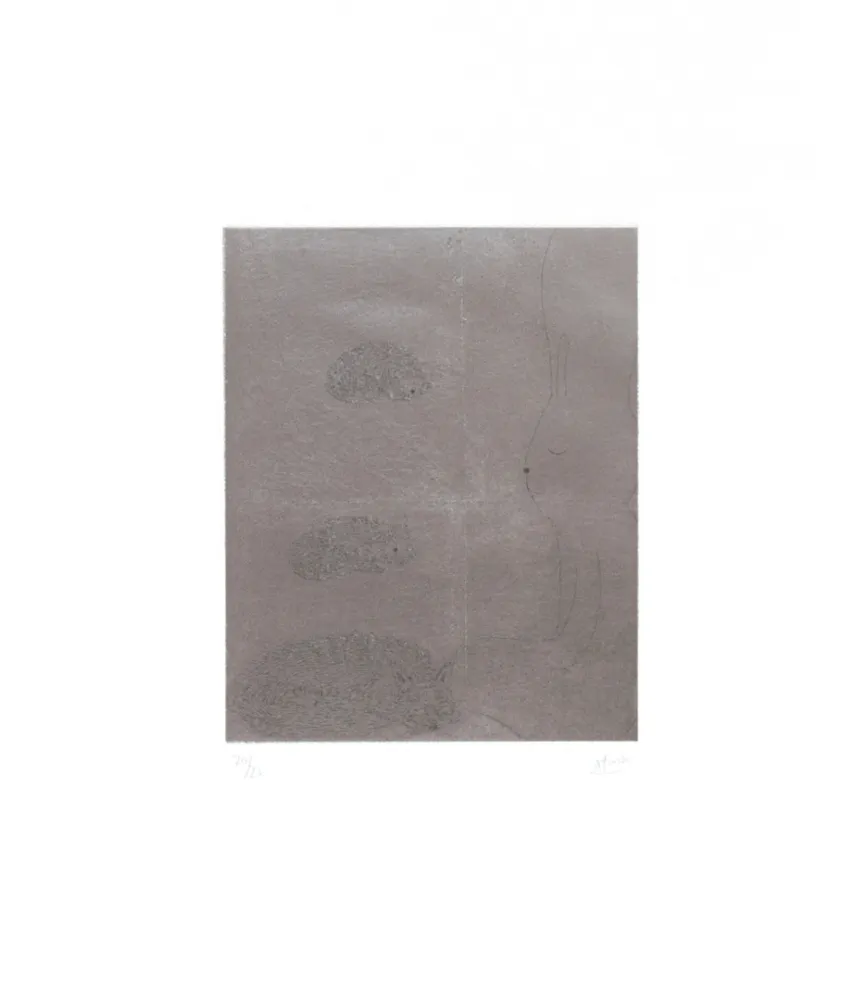 Гравюра Kaga - Four sleepers with cats and fox