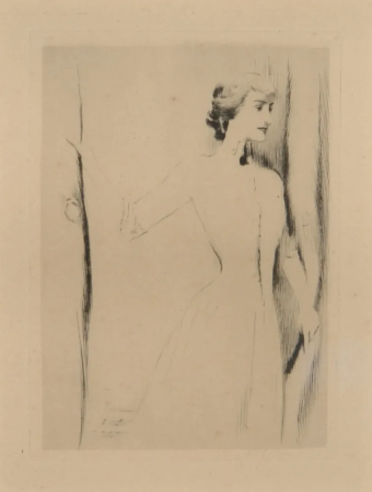 Гравюра Сухой Иглой Khnopff - Un rideau