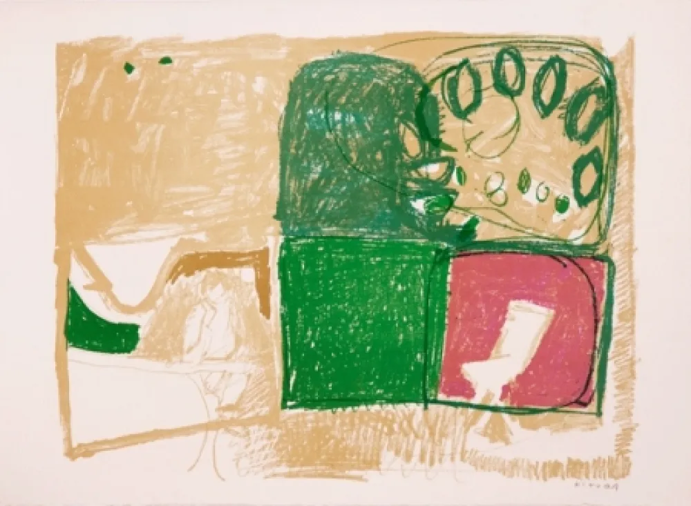 Литография Kimura - Paysage vert et violet