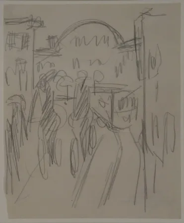 Нет Никаких Технических Kirchner - (Bahnhof Friedrichstrasse mit Radfahrern, Passanten und Strassenbahn)